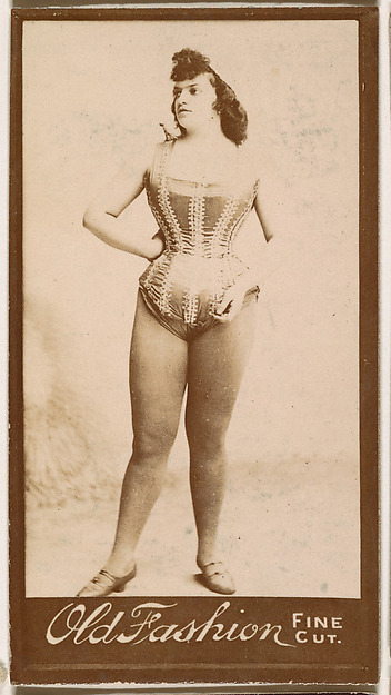 Actress standing with hand on hip, from the Actresses series (N664) promoting Old Fashion Fine Cut Tobacco