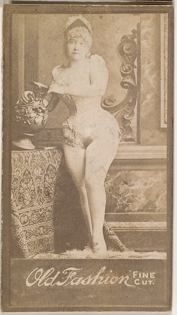 Actress holding vase, from the Actresses series (N664) promoting Old Fashion Fine Cut Tobacco