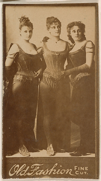 Three actresses, from the Actresses series (N664) promoting Old Fashion Fine Cut Tobacco