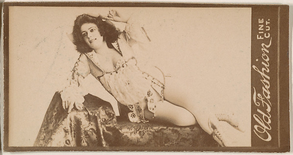 Reclining actress, from the Actresses series (N664) promoting Old Fashion Fine Cut Tobacco by an unrecorded maker, The Metropolitan Museum of Art