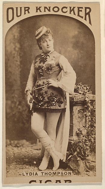 Lydia Thompson, from the Actresses series (N665) promoting Our Knocker Cigars