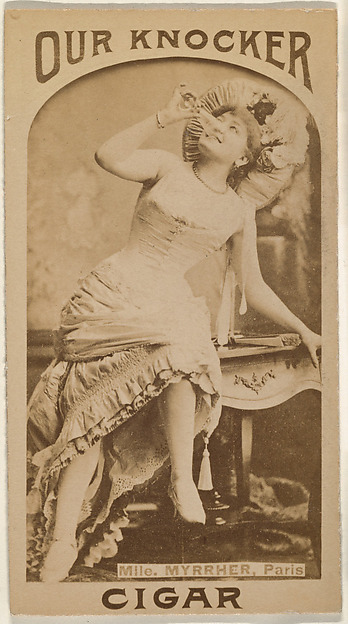 Mlle. Myrrher, Paris, from the Actresses series (N665) promoting Our Knocker Cigars