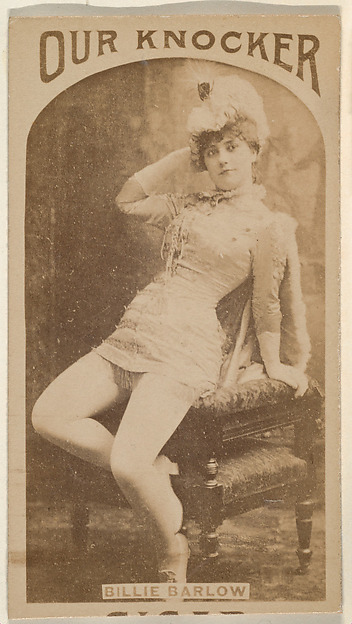 Billie Barlow, from the Actresses series (N665) promoting Our Knocker Cigars