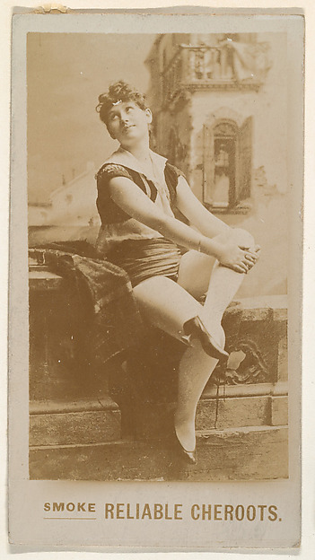 Actress seated with hands on knee, from the Actresses series (N666) to promote Reliable Cheroots
