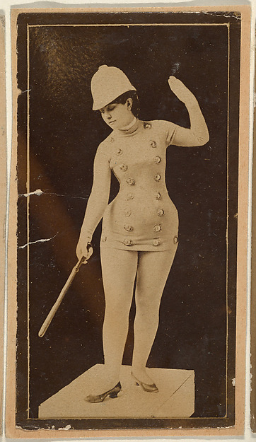 Actress wearing policeman costume with baton and cap, from the Actresses series (N668) by an unrecorded maker, The Metropolitan Museum of Art