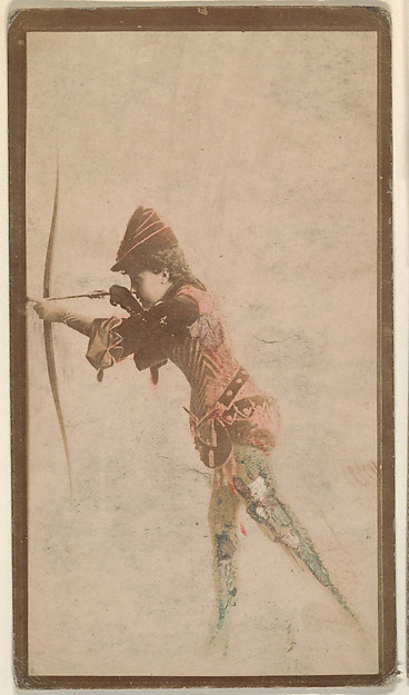 Actress with bow and arrow, from the Actresses series (N668) by an unrecorded maker, The Metropolitan Museum of Art