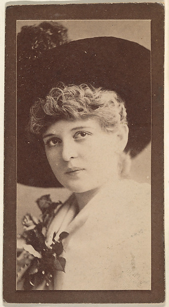 Portrait of actress wearing dark wide-brimmed hat, from the Actresses series (N668)