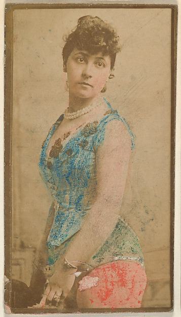 Actress wearing hand-colored blue bodice, from the Actresses series (N668)
