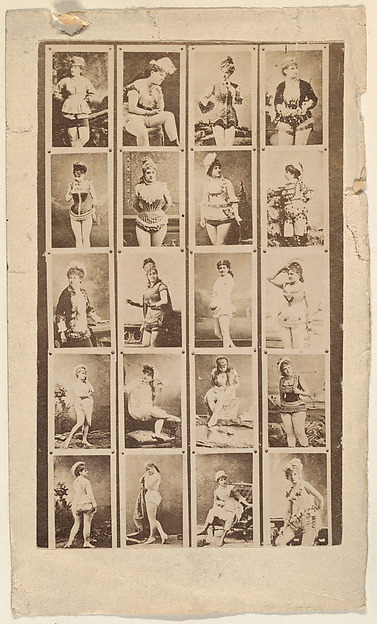 Grid of twenty portraits of actresses, from the Actresses series (N668)