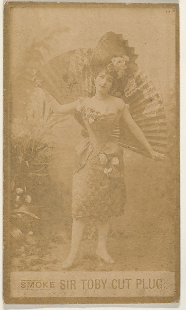 Actress with large fan, from the series Actresses (N673), promoting Sir Toby Cut Plug
