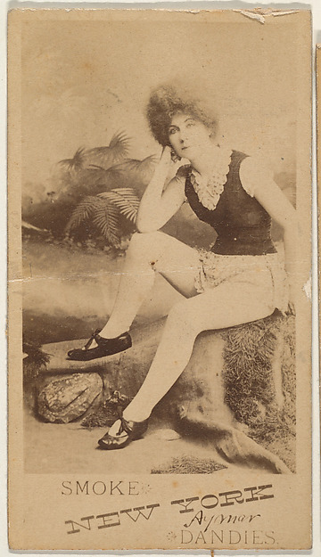 Seated actress with head resting on hand, from the series Actresses (N674), promoting New York Dandies