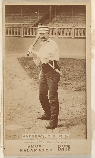 Andrews, Center Field, Philadelphia, from the Kalamazoo Bats series (N690) issued by Chas. Gross & Co. to promote Kalamazoo Bats