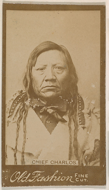 Chief Charlos, from the Indian Chiefs series (N681) promoting Old Fashion Fine Cut Tobacco
