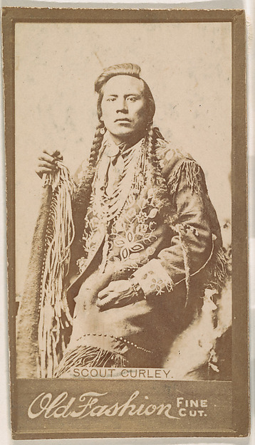 Scout Curley, from the Indian Chiefs series (N681) promoting Old Fashion Fine Cut Tobacco