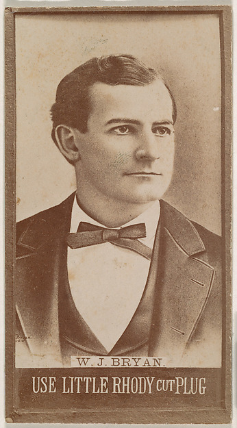 W.J. Bryan, from the series N694, promoting Little Rhody Cut Plug