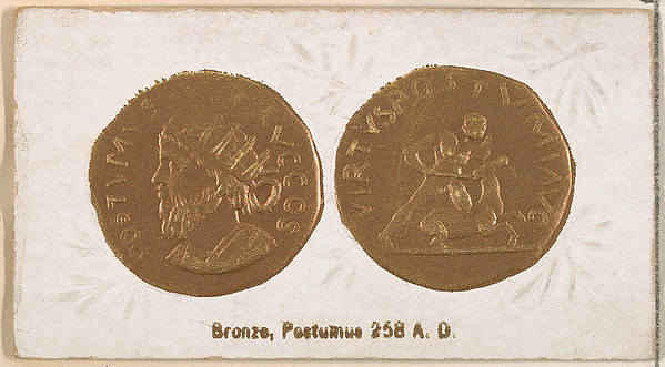 Bronze, Postumus, 258 A.D., from the Ancient Coins series (N180) issued by Wm. S. Kimball & Co.