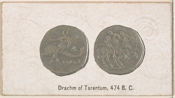 Drachm of Tarentum, 474 B.C., from the Ancient Coins series (N180) issued by Wm. S. Kimball & Co.
