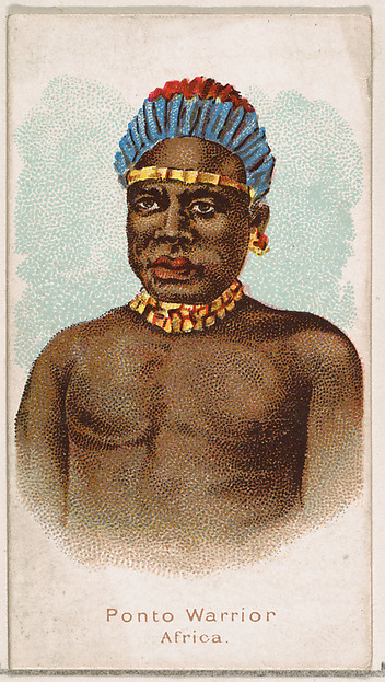 Ponto Warrior, Africa, from the Savage and Semi-Barbarous Chiefs and Rulers series (N189) issued by Wm. S. Kimball & Co.