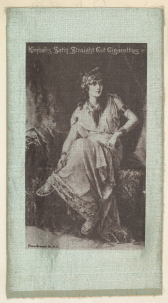 Seated woman (on blue silk), from the Girl Art Subjects series (N193) issued by Wm. S. Kimball & Co.