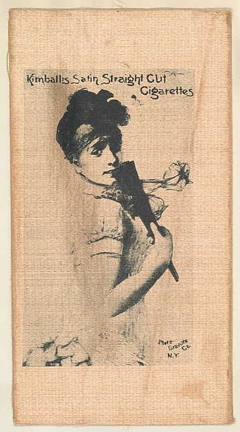 Woman holding fan (on brown silk), from the Girl Art Subjects series (N193) issued by Wm. S. Kimball & Co.