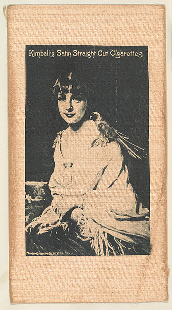Seated woman with bird on shoulder (on brown silk), from the Girl Art Subjects series (N193) issued by Wm. S. Kimball & Co.