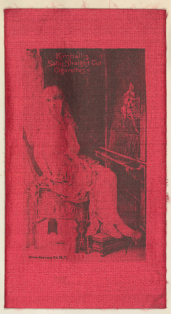 Seated woman (on red silk), from the Girl Art Subjects series (N193) issued by Wm. S. Kimball & Co.