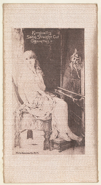 Seated woman (on purple silk), from the Girl Art Subjects series (N193) issued by Wm. S. Kimball & Co.