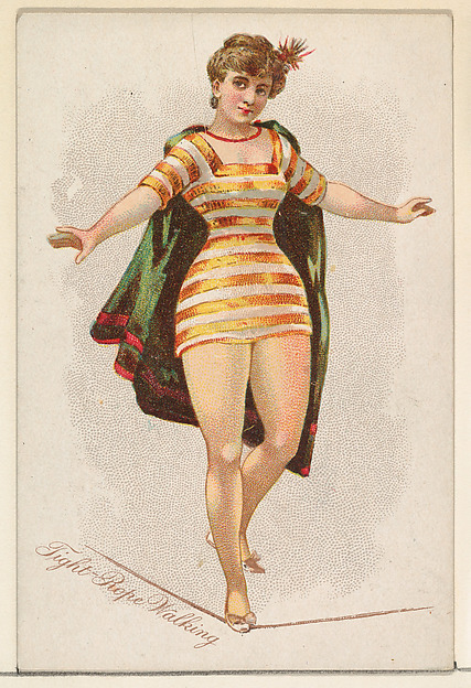 Tightrope Walking, from the Pretty Athletes series (N196) issued by Wm. S. Kimball & Co.