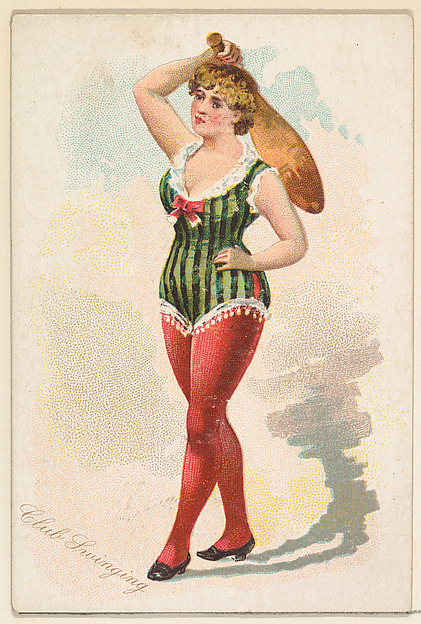 Club Swinging, from the Pretty Athletes series (N196) issued by Wm. S. Kimball & Co.