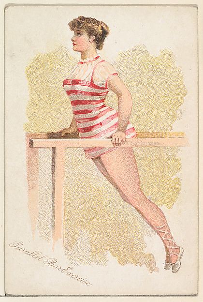 Parallel Bars Exercise, from the Pretty Athletes series (N196) issued by Wm. S. Kimball & Co.