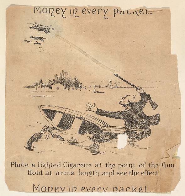 Man with rifle in row boat, from the Comic Powder Novelties series (N200) issued by Wm. S. Kimball & Co. by William S. Kimball & Company, The Metropolitan Museum of Art