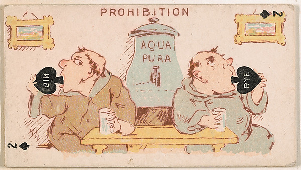 Two of Spades, Prohibition, from Harlequin Cards, 2nd Series (N220) issued by Kinney Bros.