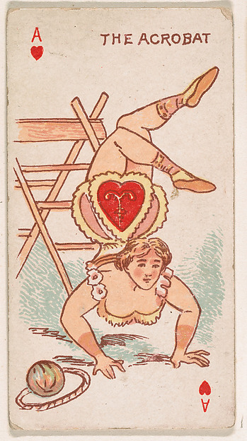Ace of Hearts, The Acrobat, The German, from Harlequin Cards, 2nd Series (N220) issued by Kinney Bros.