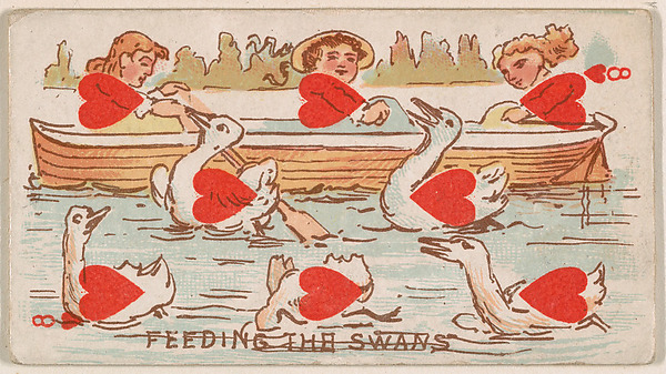 Eight of Hearts, Feeding the Swans, from Harlequin Cards, 2nd Series (N220) issued by Kinney Bros. by Kinney Brothers Tobacco Company, The Metropolitan Museum of Art