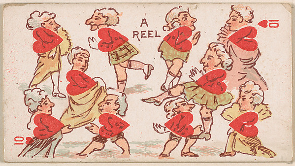 Ten of Hearts, A Reel, from Harlequin Cards, 2nd Series (N220) issued by Kinney Bros. by Kinney Brothers Tobacco Company, The Metropolitan Museum of Art