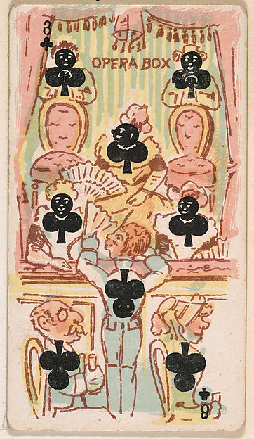 Eight of Clubs, Opera Box, from Harlequin Cards, 2nd Series (N220) issued by Kinney Bros. by Kinney Brothers Tobacco Company, The Metropolitan Museum of Art