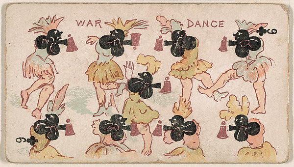 Nine of Clubs, War Dance, from Harlequin Cards, 2nd Series (N220) issued by Kinney Bros. by Kinney Brothers Tobacco Company, The Metropolitan Museum of Art