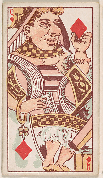 Queen of Diamonds, from Harlequin Cards, 2nd Series (N220) issued by Kinney Bros.