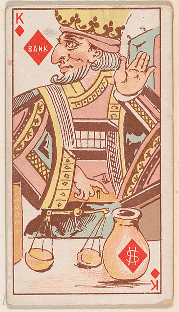 King of Diamonds, from Harlequin Cards, 2nd Series (N220) issued by Kinney Bros.