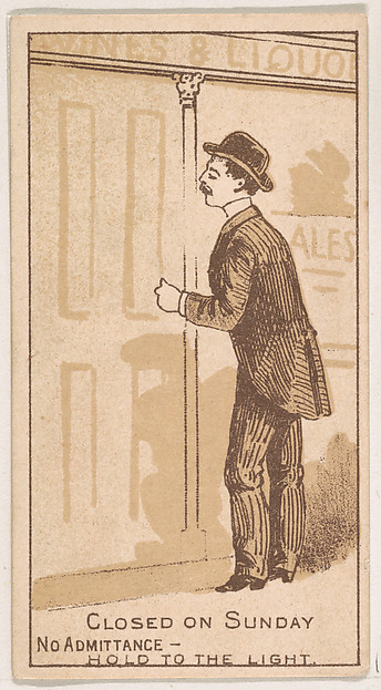 Closed on Sunday, from the Magic Changing Cards series (N223) issued by Kinney Tobacco Company