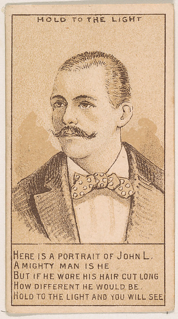 Here is a Portrait of John L..., from the Magic Changing Cards series (N223) issued by Kinney Tobacco Company