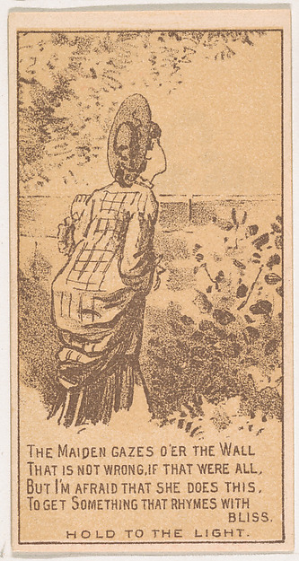 The Maiden Gazes O'er the Wall..., from the Magic Changing Cards series (N223) issued by Kinney Tobacco Company