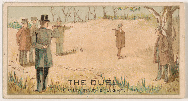 The Duel, from the Magic Changing Cards series (N223) issued by Kinney Tobacco Company by Kinney Brothers Tobacco Company, The Metropolitan Museum of Art