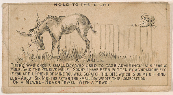 A Fable, from the Magic Changing Cards series (N223) issued by Kinney Tobacco Company by Kinney Brothers Tobacco Company, The Metropolitan Museum of Art