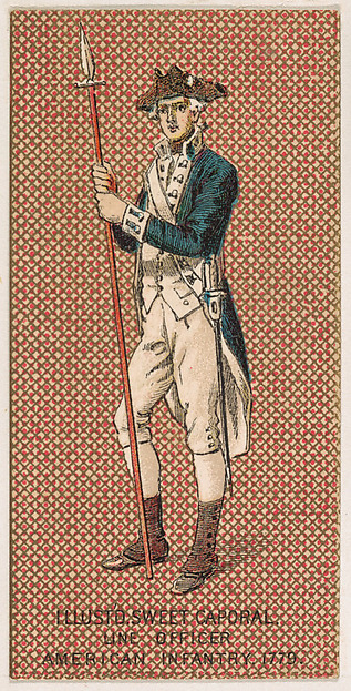 Line Officer, American Infantry, 1779, from the Military Series (N224) issued by Kinney Tobacco Company to promote Sweet Caporal Cigarettes