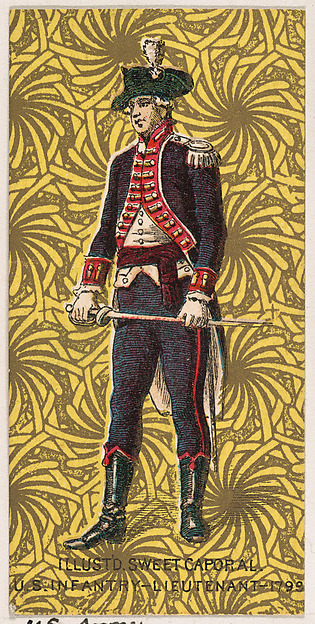 Lieutenant, Infantry, United States Army, 1799, from the Military Series (N224) issued by Kinney Tobacco Company to promote Sweet Caporal Cigarettes by Kinney Brothers Tobacco Company, The Metropolitan Museum of Art