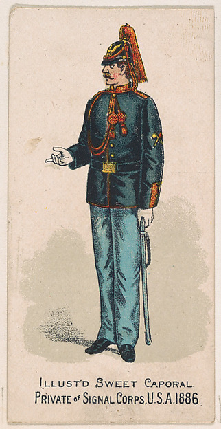 Private, Signal Corps, United States Army, 1886, from the Military Series (N224) issued by Kinney Tobacco Company to promote Sweet Caporal Cigarettes