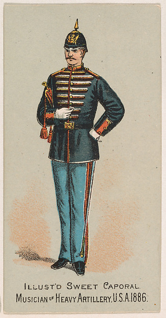 Musician of Heavy Artillery, United States Army, 1886, from the Military Series (N224) issued by Kinney Tobacco Company to promote Sweet Caporal Cigarettes