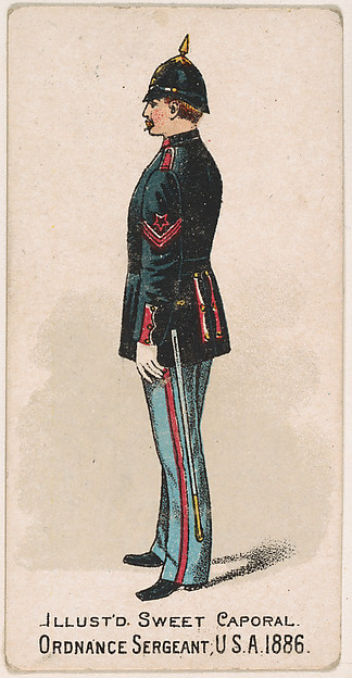 Ordnance Sergeant, United States Army, 1886, from the Military Series (N224) issued by Kinney Tobacco Company to promote Sweet Caporal Cigarettes by Kinney Brothers Tobacco Company, The Metropolitan Museum of Art