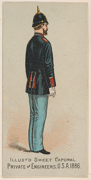 Private of Engineers, United States Army, 1886, from the Military Series (N224) issued by Kinney Tobacco Company to promote Sweet Caporal Cigarettes